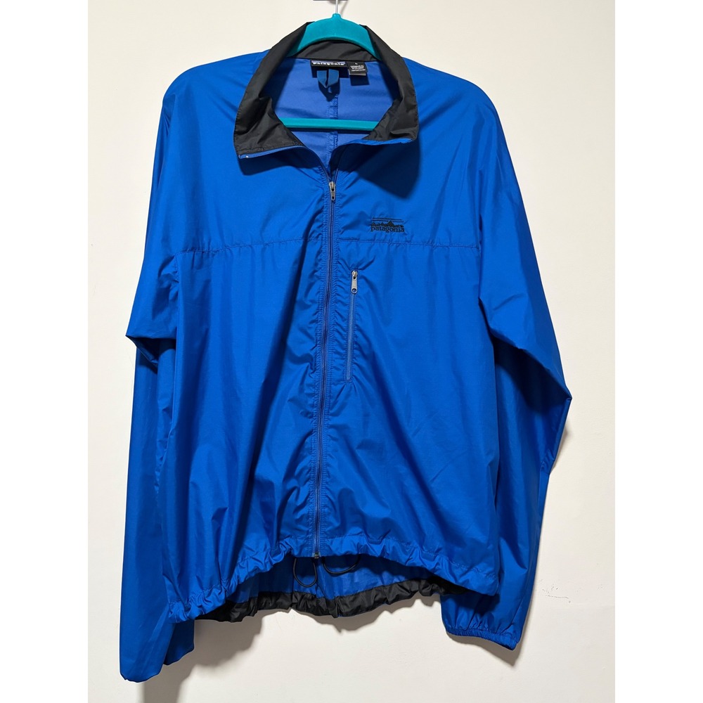 Patagonia Mens Blue Full Zip Windbreaker Jacket Ripstop Large Hiking Outdoor